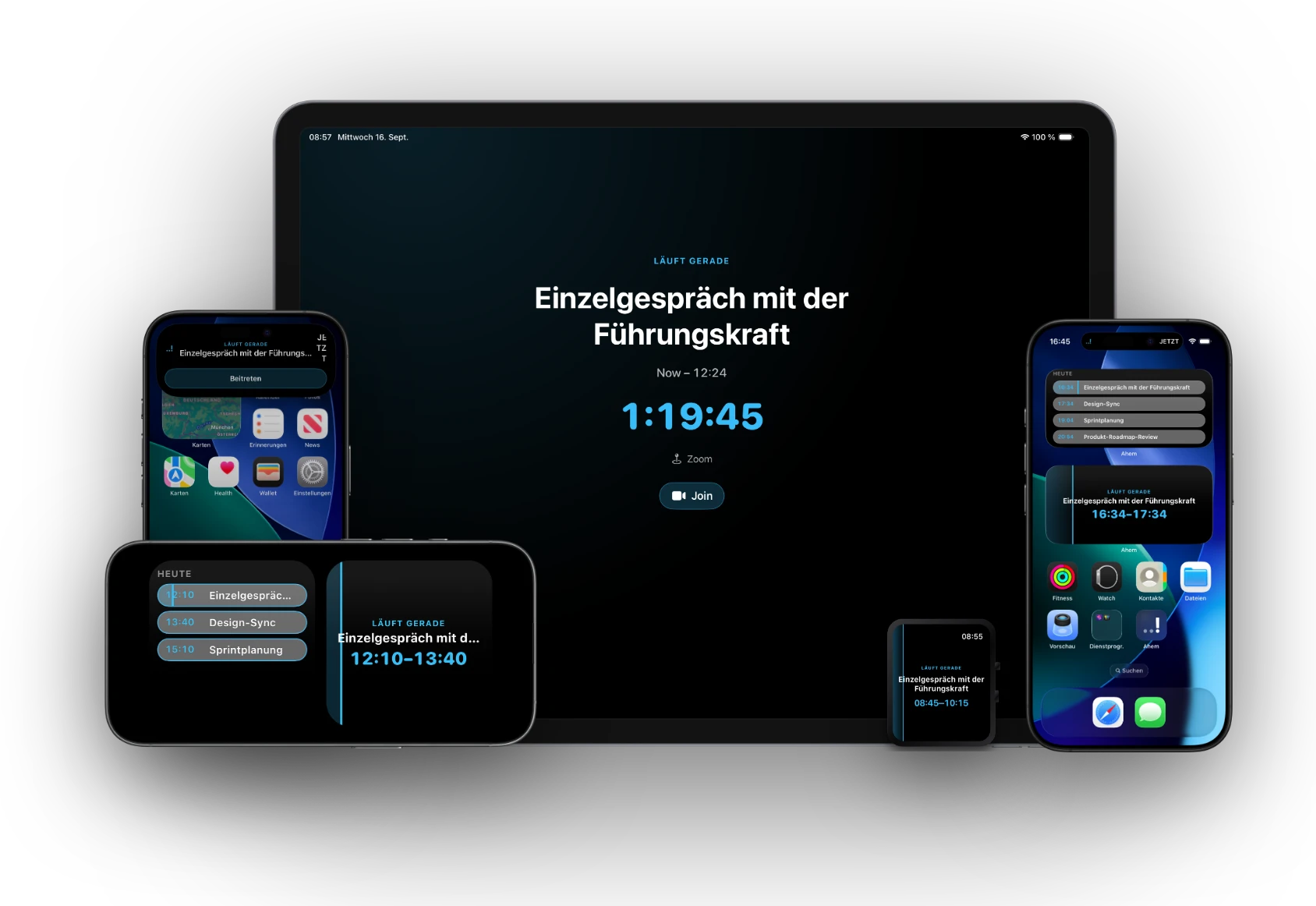 Ahem für iOS mit Dynamic Island, Live-Aktivität auf dem Sperrbildschirm und Home-Bildschirm-Widgets