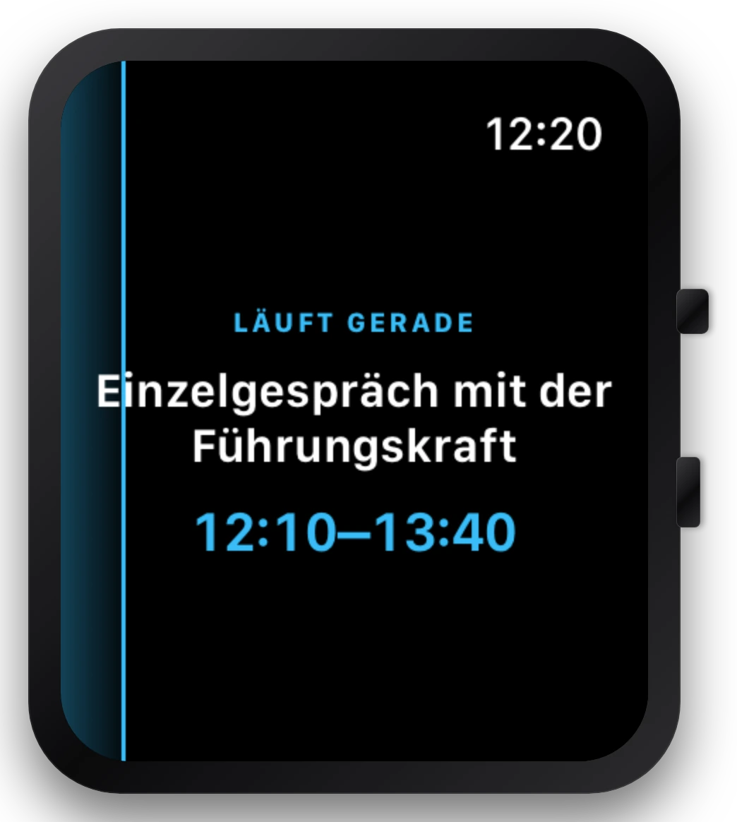 Apple Watch mit Ahem-App, Zifferblatt-Komplikation und Smart-Stapel-Karte