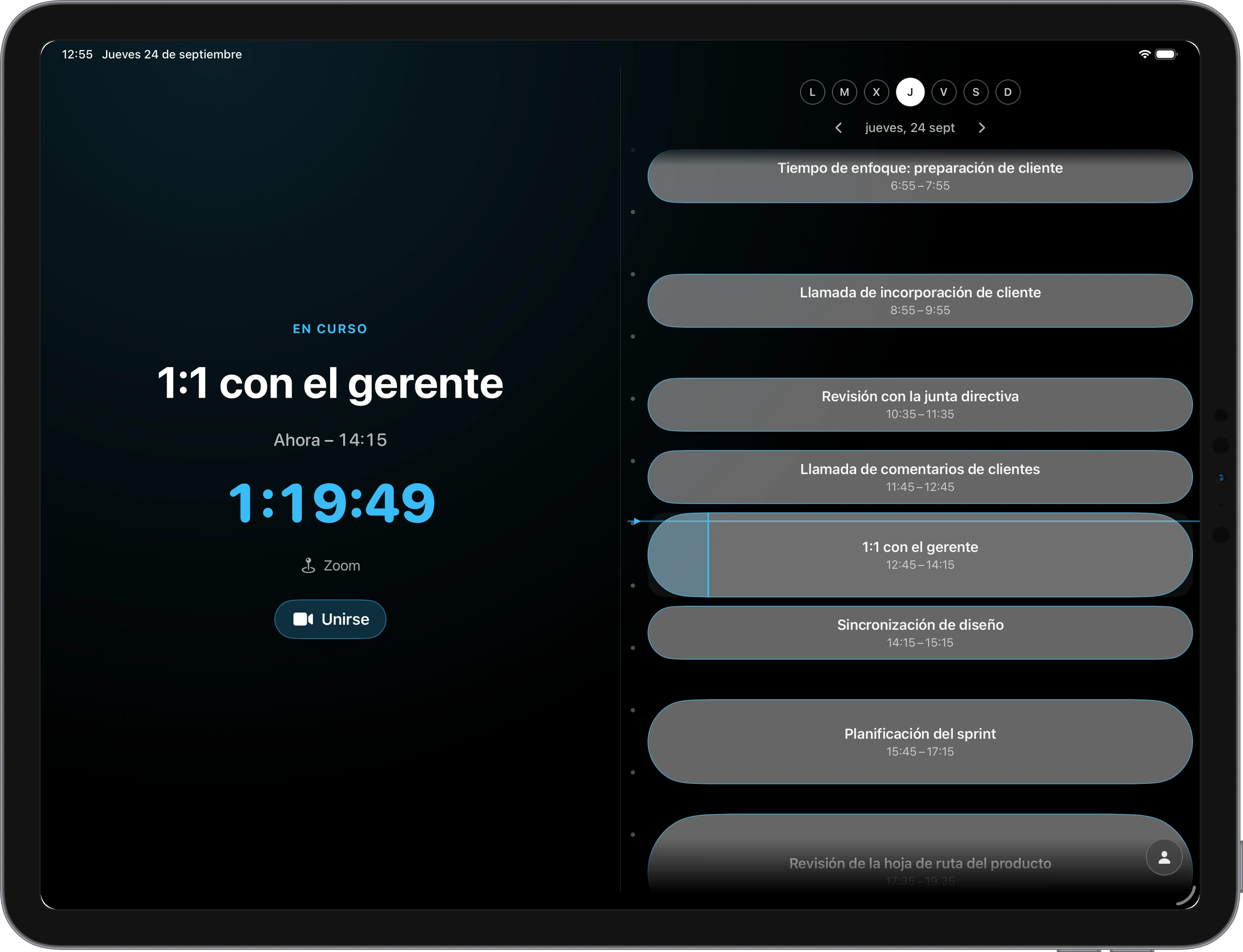 Ahem para iOS en un iPad con su diseño adaptado