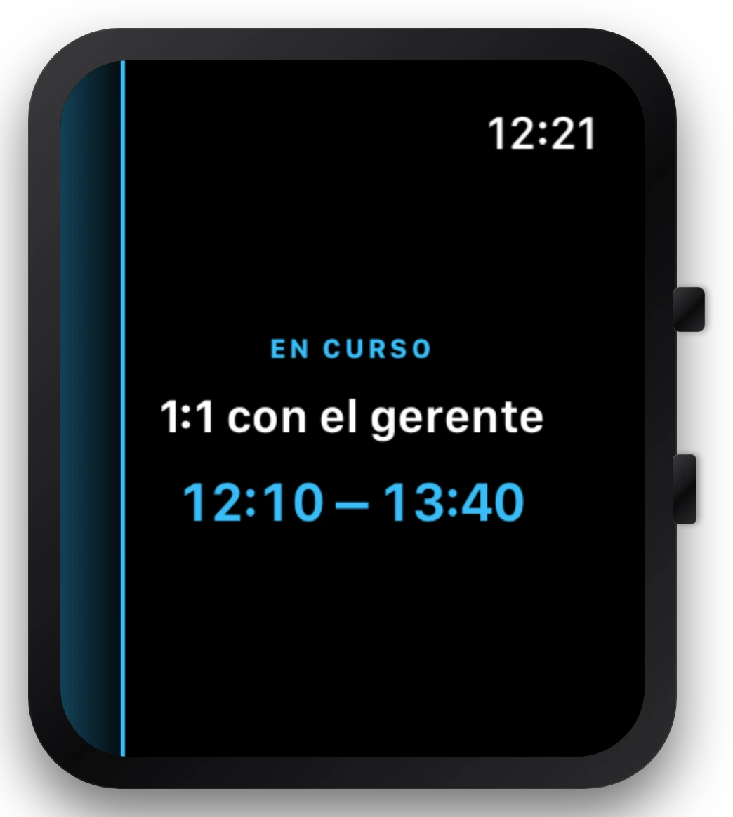 Apple Watch con la app Ahem, una complicación y una tarjeta del grupo inteligente