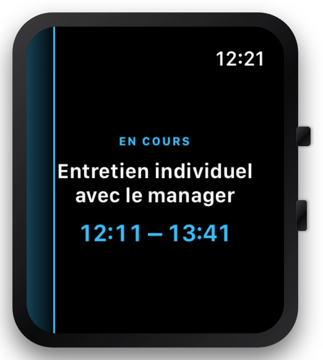 Apple Watch avec l’app Ahem, une complication et une carte dans la pile intelligente
