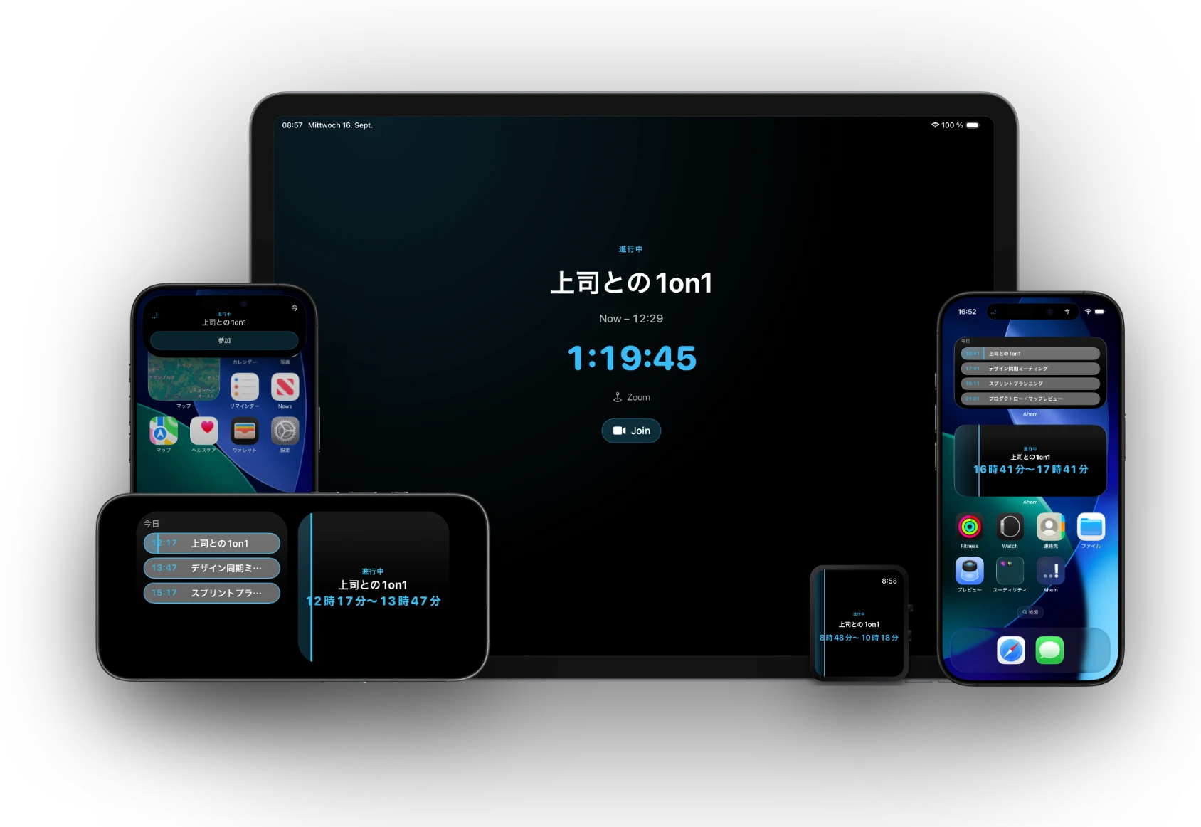 Dynamic Island、ロック画面のライブアクティビティ、ホーム画面ウィジェットに表示されるiOS版Ahem