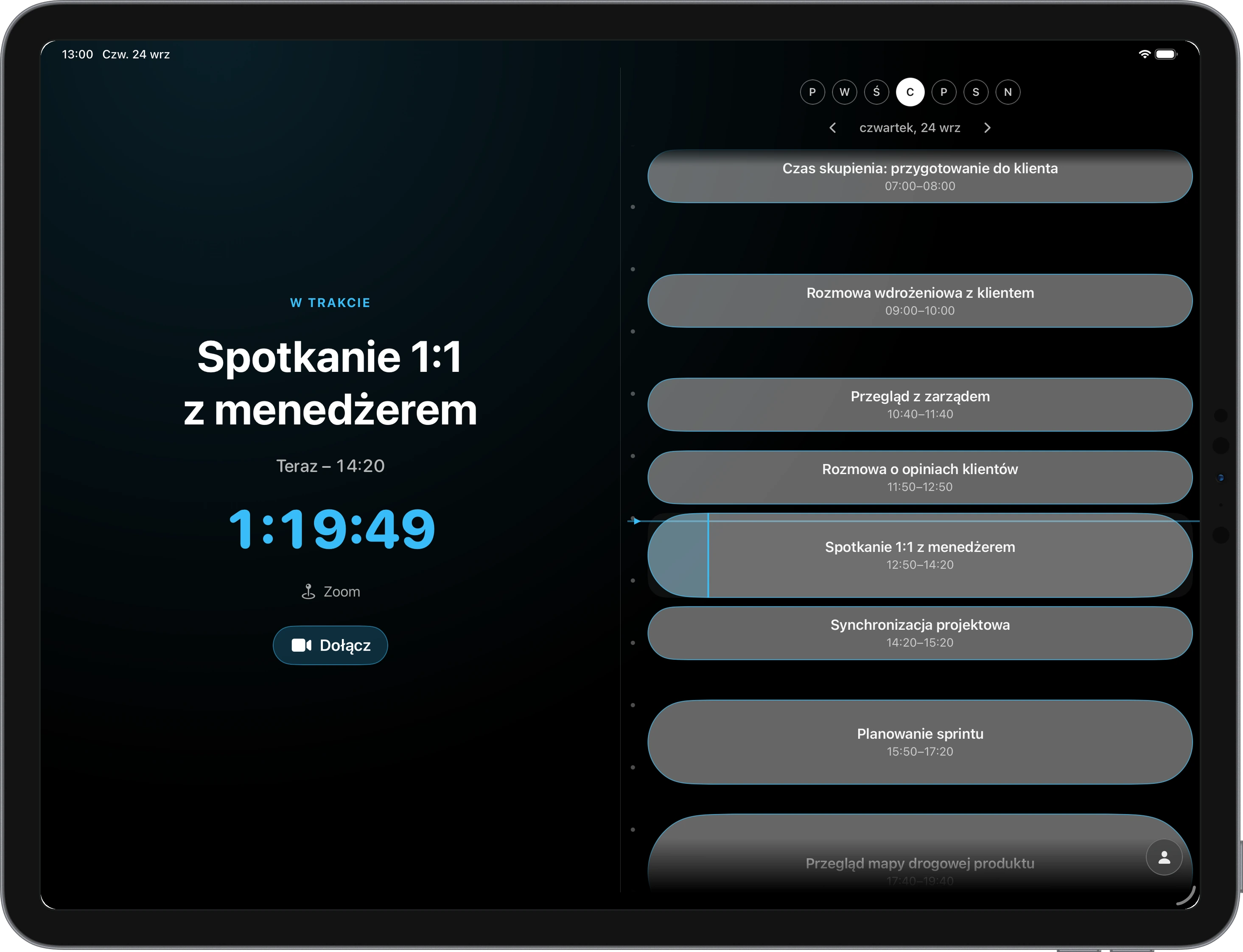 Ahem na iOS na iPadzie z dopasowanym układem