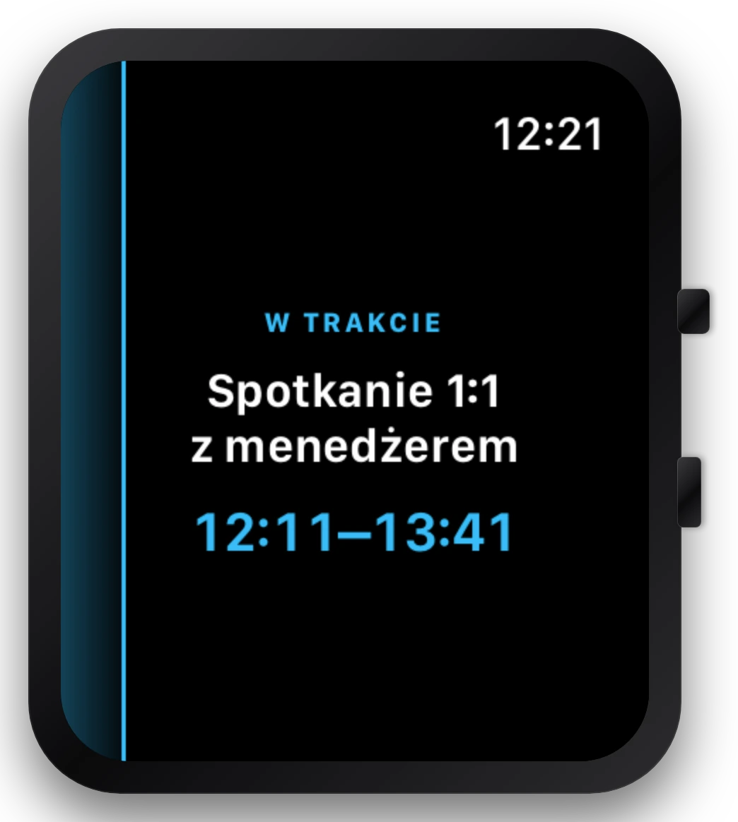 Apple Watch z aplikacją Ahem, komplikacją tarczy i kartą stosu inteligentnego