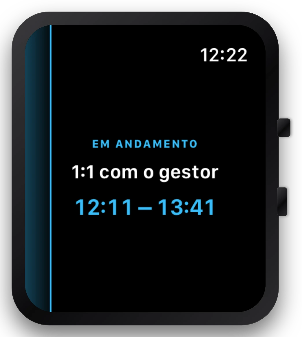 Apple Watch com o app Ahem, uma complicação e um cartão no Conjunto Inteligente