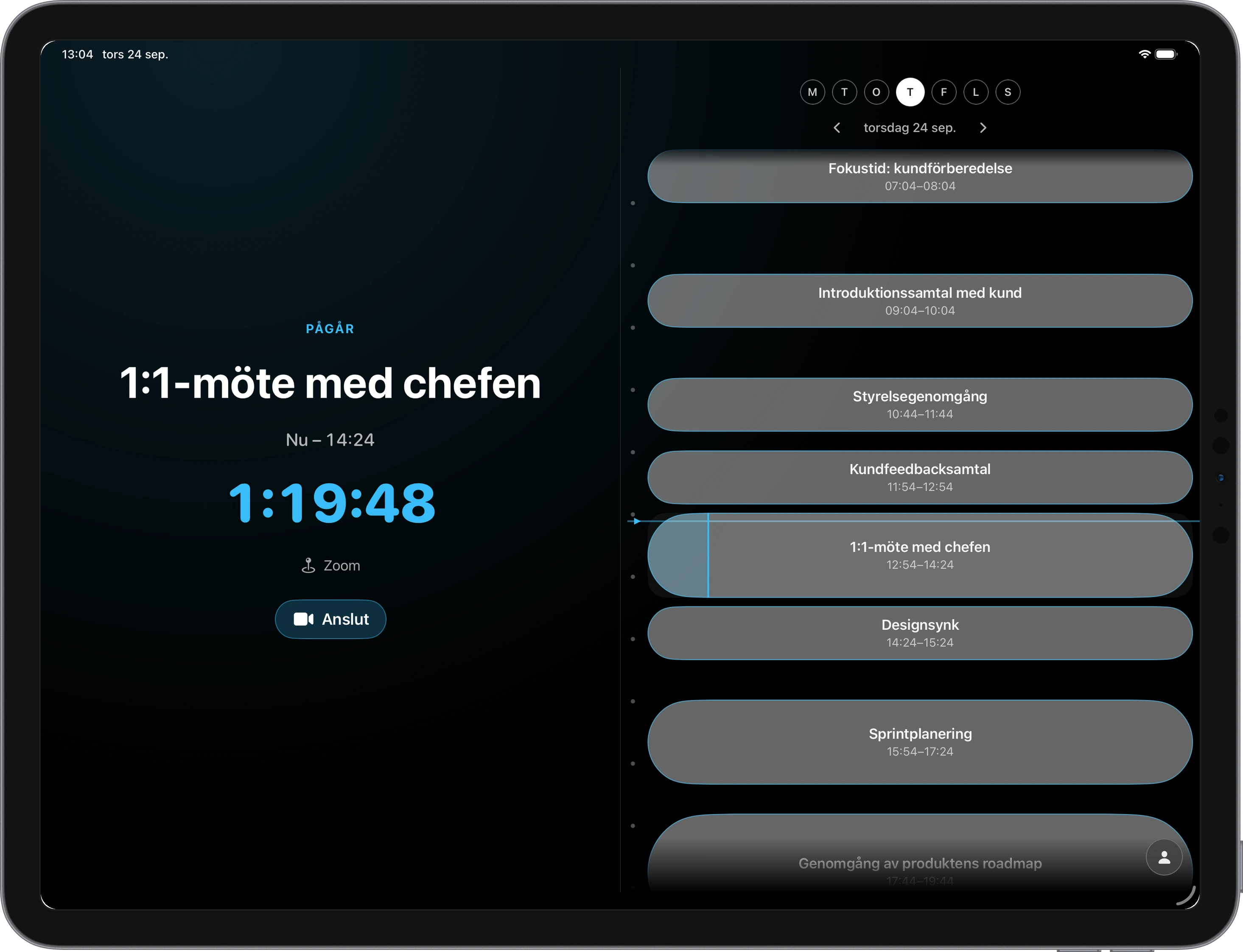Ahem för iOS på iPad med en anpassad layout