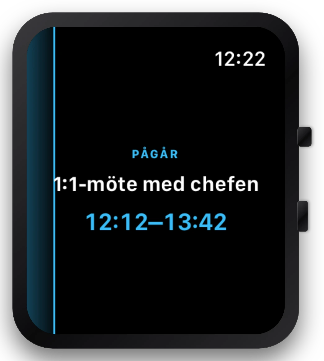Apple Watch med Ahem-appen, en urtavlekomplikation och ett kort i den smarta traven